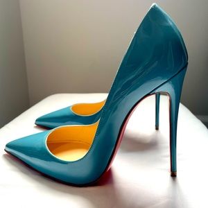 CHRISTIAN LOUBOUTIN Patent So Kate 120 Pumps size 36.5 in Pacific Blue.